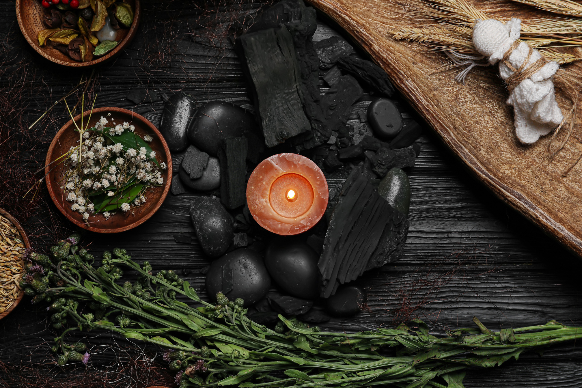 Ingredients for Witch's Ritual on Table